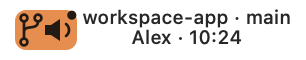Git Knock in the macOS menu bar, with repository, branch, author and time.